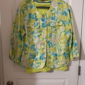 NWOT Ruby Rd Floral Jacket + Kim Rogers Tee Set – 16/XL